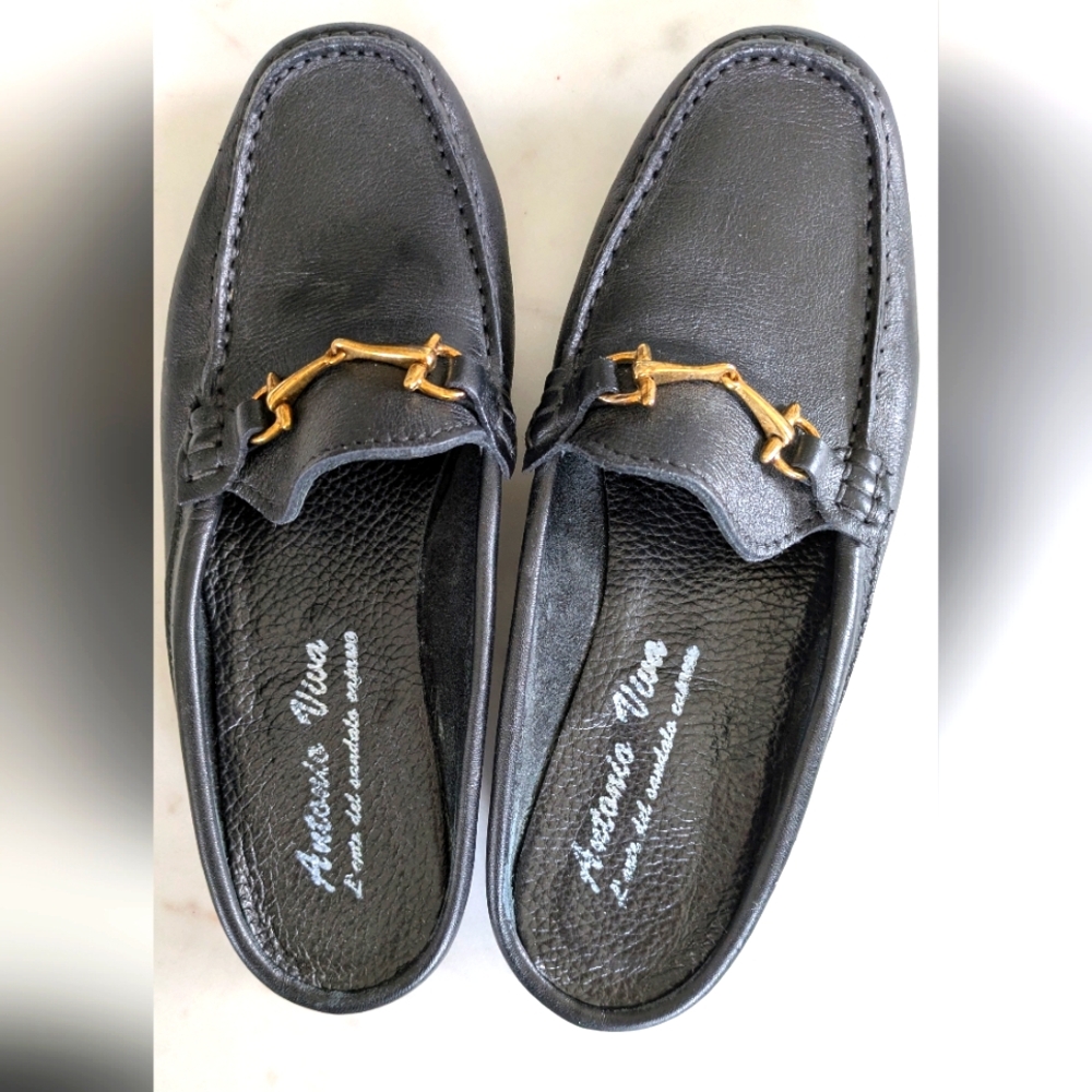 Italian, Handmade On Capri  By Antonio Viva Leather Loafer Mules